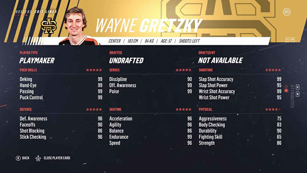 NHL 19 Legends List: Wayne Gretzky (97 OVR) 