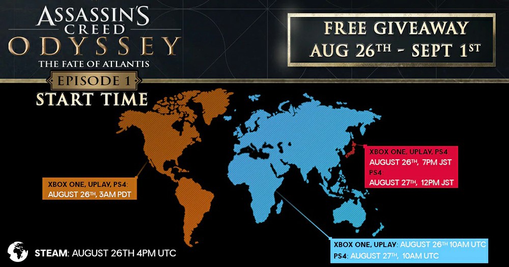 Assassin'S Doctrine Odyssey Dlc "The Fate Of Atlantis" Episode 1 For Free From August 27th Until September 2nd