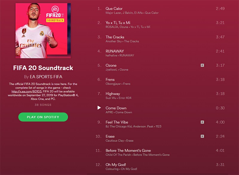 FIFA 20 soundtrack